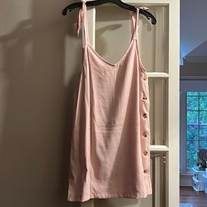 NWT Adika Pink Mini Dress, buttons on one side adjustable tying shoulder straps